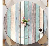 Odot Nappe Ronde 60-140cm Anti-Tache, Vintage Imprimé Nappe Table Ronde avec Bord Élastique Lavable Imperméable Couverture de Table de Jardin Exterieur pour Cuisine Fête Salon (Green,70cm)