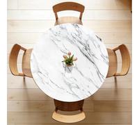 Odot Nappe Ronde 60-160cm Anti-Tache Nappe Table Ronde avec Bord Élastique Lavable Imperméable Couverture de Table de Jardin Exterieur pour Cuisine Fête Salon, Marbre Cristal (Élégant,160cm)
