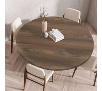 Odot Nappe Ronde Exterieur Elastique, 3D Bois Nappe Ronde Imperméable Anti Tache Couverture de Table avec Bord Élastique Nappes Rondes pour Fête Cuisine Jardin (Marron,120cm)