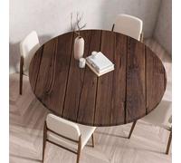 Odot Nappe Ronde Exterieur Elastique, 3D Bois Nappe Ronde Imperméable Anti Tache Couverture de Table avec Bord Élastique Nappes Rondes pour Fête Cuisine Jardin (Arbre,100cm)