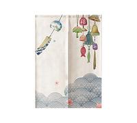 Odot Noren Rideau de Porte Japonais Long Coton et Lin, Rideau Demi-Porte Exotique, Rideau de Séparation de Cuisine de Restaurant, Tapisserie Décoration (carillons éoliens,85x150cm)