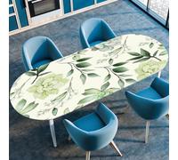 Odot Ovale Nappe avec Bord Élastique pour Table Ovale, Nordique Plantes Nappe Anti Tache Imperméable Couverture de Table pour Maison Cuisine Jardin Café (Succulentes,132x274cm)