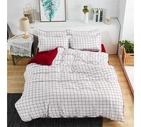 Odot Parure de Lit 4 Pieces 2 Personnes, Imprimé Géométrique Housse de Couette, Drap de Lit et Taie d'oreiller Microfibre en Tissu Doux Respirant pour Adulte Filles (150×200cm,Vin Rouge)