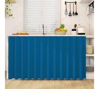 Odot Rideau Cuisine Court Anti-Poussière Avancée, Auto-adhésif Rideaux Couleur Unie Courts sans Perçage Rideau Fenetre Petit Occultant, pour Armoire, Cuisine, sous Évier (Bleu1,70x50cm)