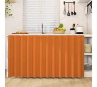 Odot Rideau Cuisine Court Anti-Poussière Avancée, Auto-adhésif Rideaux Couleur Unie Courts sans Perçage Rideau Fenetre Petit Occultant, pour Armoire, Cuisine, sous Évier (Orange1,100x70cm)
