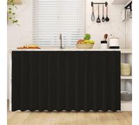 Odot Rideau Cuisine Court Anti-Poussière Avancée, Auto-adhésif Rideaux Couleur Unie Courts sans Perçage Rideau Fenetre Petit Occultant, pour Armoire, Cuisine, sous Évier (Noir,100x50cm)