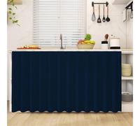 Odot Rideau Cuisine Court Anti-Poussière Avancée, Auto-adhésif Rideaux Couleur Unie Courts sans Perçage Rideau Fenetre Petit Occultant, pour Armoire, Cuisine, sous Évier (Bleu Marine,140x60cm)