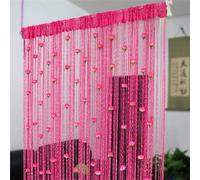 Odot Rideau de Fil pour Porte Fenêtre avec Roses,Rideaux en Corde Franges Rideaux,2PCS Rideau Anti Mouches Cloison de Séparation pour Décoration Maison Chambre Café Restaurant (Rose Rouge,100x200cm)