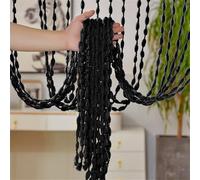 Odot Rideau de Fil pour Porte Fenêtre Couleur Unie Épais, Rideaux en Corde Franges Rideaux, Rideau Anti Mouches Cloison de Séparation pour Décoration Maison Café Restaurant (Noir,100x200cm)