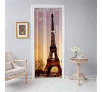 Odot Rideau de Porte Interieur à Oeillets Imprimé Tour Eiffel Paris 3D Rideau Occultant Rideau de Séparation de Piece - pour Entrée, Salon et Chambre - 1 Panneau (130x150cm,Jaune)