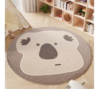 Odot Tapis Rond de Motifs Simples, Imitation Cachemire Rug de Salon, Chambre à Coucher, Ambiance Festive, Tapis Chambre, Décoration Couverture de Chevet Père (Koala Gris,diamètre 120cm)