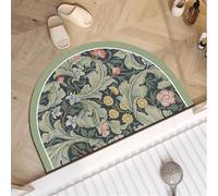 Odot Tapis Salle de Bain Absorbant Diatomite Demi-Cercle Rétro, Tapis de Bain Antidérapant Séchage Rapide Doux pour Entrée, Baignoire, Porte d'entrée, Chevet, Canapé, Salon (Vert,40x60cm)