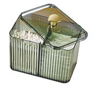 Odoukey Distributeur de Cotons-tiges, Support à 3 grilles avec Couvercle Transparent, Organisateur de cosmétiques, boîte Rangement Cotons-tiges Style Simple, Salle Bains