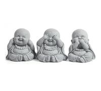 Odoukey Statue de Bouddha Rieur, Lot de 3 Statues Bouddha Rieur 7, 6 cm, décoration bébé fabriquée à la Main, Statue Feng Shui riante pour bonsaï Jardin et espaces Zen intérieurs