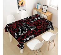 Oduo Nappe Imperméable Polyester Rectangulaire, Nappe à imprimé Chat Antitache Anti-Moisissure Antifouling Lavable et Facile d'entretien Cuisine Fête (Amour de Chat,100x140cm)