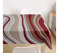 Oduo Nappe Imperméable Polyester Rectangulaire, Nappe Imprimée Anti Tache Anti-Poussière Antifouling Lavable et Facile d'entretien Cuisine Fête (Rouge,140x260cm)