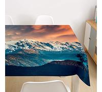 Oduo Nappe Imperméable Polyester Rectangulaire, Nappe Imprimée Couleur Montagne Antitache Anti-Moisissure Antifouling Lavable et Facile d'entretien Cuisine Fête (Sommet de la Montagne,140x220cm)