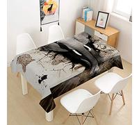 Oduo Nappe Imperméable Polyester Rectangulaire, Nappe imprimée éléphant 3D Antitache Anti-Moisissure Antifouling Lavable et Facile d'entretien Cuisine Fête (Éléphant Gris,140x200cm)