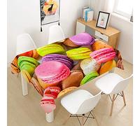 Oduo Nappe Imperméable Polyester Rectangulaire, Nappe imprimée gourmande en 3D Antitache Anti-Moisissure Antifouling Lavable et Facile d'entretien Cuisine Fête (Macaron,100x140cm)