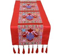 ODYO Nappe Bouddhiste, Nappe d'autel, Tapis de Table de Style Ethnique tibétain de 95cm avec décoration en Tissu de Maison Classique de Style Zen