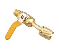 OEBUAFI 3 Pièces Vanne à Bille de Charge de Réfrigérant, Adaptateur de | Construction en Laiton, Poignées à Code Couleur pour Identification des Lignes, Écrou de Verrouillage moleté étanche,