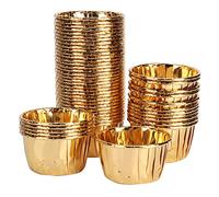 OEBUAFI 50 Pièces Gobelet en Papier frisé Double Face Résistant à la Chaleur Gobelets de Cuisson Antiadhésifs avec Argent or or Rose pour Gâteau à Muffins Fête de Mariage (double face K1001#B)
