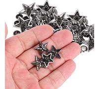 OEBUAFI 50 Pièces Rivets étoiles Goujons Vis Boutons de Maroquinerie en Alliage de Fer Couleur Pistolet avec Bords Lisses Surface Antirouille pour Ceintures Sacs Bagages Bricolage