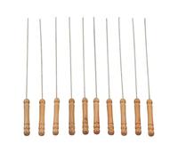 OEBUAFI Brochettes de Barbecue 30 Cm avec Poignée en Bois, Brochettes à | Manche en Bois sans échardes, Acier Inoxydable 304 Résistant à la Rouille, 10 Pièces pour Camping Extérieur Grillades
