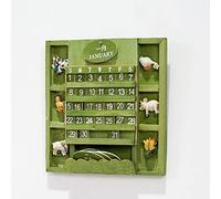 OEBUAFI Calendrier en Bois Rustique, Bloc de Bureau Rétro, Figurine D'animal, Cubes Perpétuels en Bois, Affichage du Mois et de la Date avec Artisanat Créatif, Décoration de Bureau à