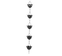 OEBUAFI Chaîne de Pluie Moderne Noire Mate de 1 M en Alliage D'aluminium Antirouille pour Gouttière Alternative avec 12 Grandes Coupelles de Fleurs pour Un Affichage de Pluie Tranquille (A)