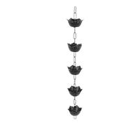OEBUAFI Chaîne de Pluie Moderne Noire Mate de 1 M en Alliage D'aluminium Antirouille pour Gouttière Alternative avec 12 Grandes Coupelles de Fleurs pour Un Affichage de Pluie Tranquille (C)