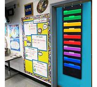 OEBUAFI Classeur Mural à 10 Poches en Tissu Oxford 600D, Format A4 pour Bureau Maison école, Organisateur de Fichiers Suspendu, Porte-documents (BLACK)