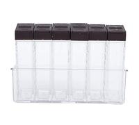 OEBUAFI Coffret D'assaisonnement 6 Pièces, Récipients de Rangement de Cuisine à Couvercle Poussoir à 2 Voies avec Motif de Brique Transparente et Base pour épices Sel Poivre