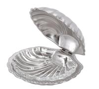 OEBUAFI Coquetier à Condiments en Coquille, Acier Inoxydable 304 et Verre | Support à sauce et beurre, plateau avec cuillère inclus, repas de famille et tables de salle à manger formelles