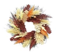 OEBUAFI Couronne d'automne pour la Décoration de Porte D'entrée (Autumn | Couleurs vives d\'orange et de bordeaux, Texture réaliste de fougères et de noix, Polyvalent pour n\'importe quel espace,