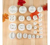 OEBUAFI Ensemble D'outils de Décoration de Gâteaux, piston à Gâteau, Kit Sugarcraft pour Fleurs Fondantes avec Emporte-Pièces en Plastique, 46 Pièces