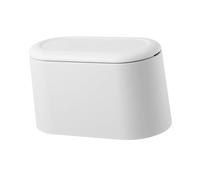 OEBUAFI Mini Poubelle à Pressoir avec Couvercle, Corbeille de Bureau Petite pour Salle de Bain Bureau Plan de Travail Cuisine Chambre, 8,7x5,1x4,3 Pouces, Design Scandinave Facile à (WHITE)