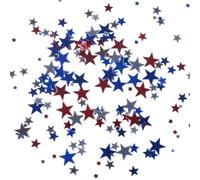 OEBUAFI Paillettes Pentagramme Paillettes Étoiles Étoiles à 5 Points Décorations de Noël Confettis de Table en PVC pour Cartes Sacs Cadeaux Invitations (Rouge + Bleu + Argent 3 mm 6 mm 10)