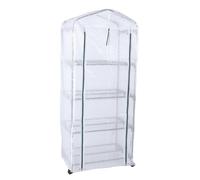OEBUAFI Petite Serre avec Roues, Maison pour Plantes 4 Niveaux Antigel | 69,1 X 49 X 158 Cm, Cadre Métallique Robuste, Roulettes Pivotantes à 360°, Porte Zippée pour Protection contre le Gel,