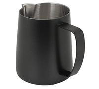 OEBUAFI Pichet à Mousse de Lait en Acier Inoxydable 700 Ml Tasse à Vapeur Expresso avec Bec Double en V Poignée Ergonomique pour de Revêtement Latte Art Facile à Nettoyer (BLACK)
