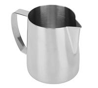 OEBUAFI Pichet à Mousse de Lait en Acier Inoxydable 700 Ml Tasse à Vapeur Expresso avec Bec Double en V Poignée Ergonomique pour de Revêtement Latte Art Facile à Nettoyer (SILVER)