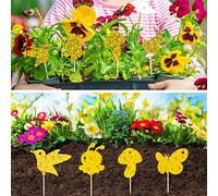 OEBUAFI Piège à Moucherons et Mouches des Fruits, Piège Collant étanche Double Face pour Plantes D'intérieur avec 12 Abeilles, 12 Papillons, Champignons, Pièges à Oiseaux, Jaune 11 * 9cm