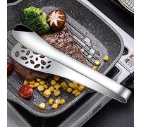OEBUAFI Pinces de Cuisine en Acier Inoxydable, Pinces de Service de 9 | Acier Inoxydable Alimentaire 304, Antirouille, Poignée Anti-brûlure, Design Creux Filtrant L’huile, pour Steak ou Pain
