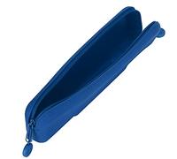 OEBUAFI Pochette de Voyage en Silicone pour Articles de Toilette, Trousse à Crayons Souple et étanche avec Fermeture éclair, Organisateur Compact pour Sac à Dos, Valise, Voyage d'affaires (Bleu