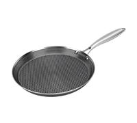 OEBUAFI Poêle à Crêpes en Acier Inoxydable, Plaque Chauffante | Acier Inoxydable 304, Fond Composite à 3 Couches, Réduit L'huile, Polyvalent pour la Viande de Pizza ou les Sautés