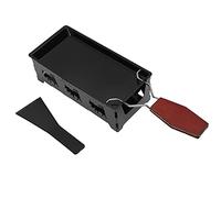 OEBUAFI Poêle Mini Grill Antiadhésive, Plaque de Cuisson avec Manche en Bois, pour Fondu de Fromage, Camping, Voyage, BBQ