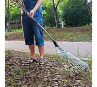 OEBUAFI Râteau de Jardin Réglable en Alliage D'aluminium, Outil Herbe Télescopique à Tête Métallique Multi-Dents pour Pelouse, Cour, Feuilles Mortes, Foin (Couleur Assortie)