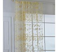OEBUAFI Rideau Transparent Floral Translucide, Beaux Rideaux en Voile pour Salle D'étude et Cuisine en Polyester Doux, 1 X unité (100x250cm / 39.4x98.4in (Crochets))