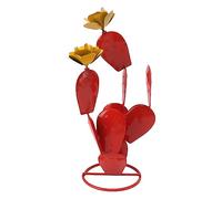 OEBUAFI Statue de Figuier de Barbarie en Métal avec Fleurs Rouges, Décor | pour Jardin, Pelouse, Terrasse, Intérieur, Extérieur, Sculpture Artisanale Durable en Fer, Décoration Vintage du Désert,