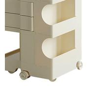 OEBUAFI Table de Nuit Roulante avec Tiroir Rotatif à 3 Niveaux, Plastique | Pour Chambre Bureau Chevet, capacité de Charge de 15 Kg, Encombrement Compact, Convient aux Bouteilles D’eau, Roulettes
